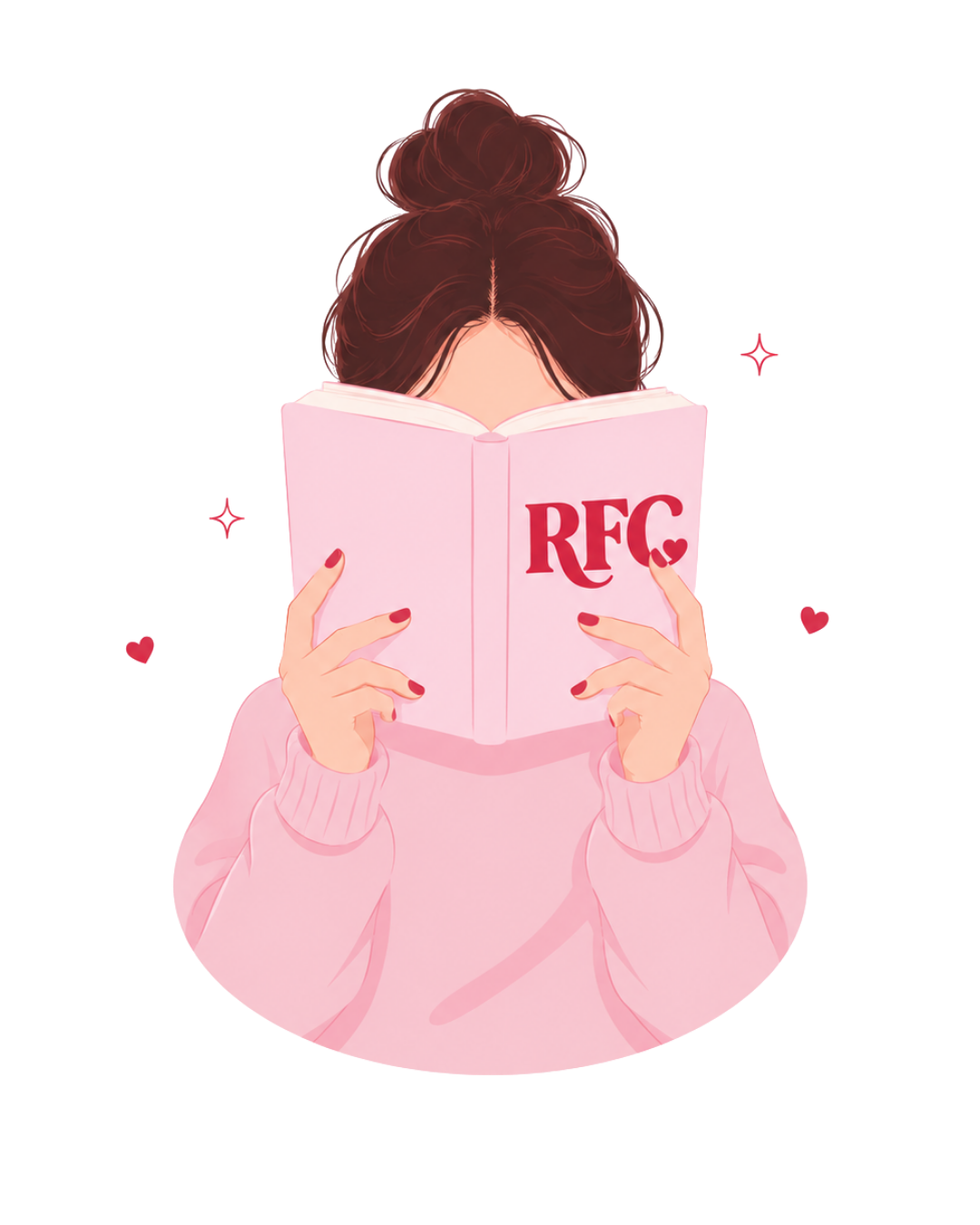 Romance reader holding an RFC book